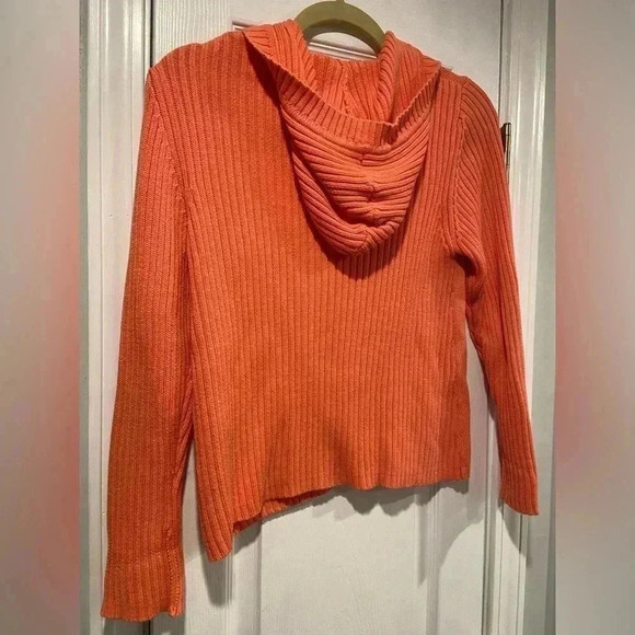 Faded Glory Coral Cluster Cable Knit Ribbed Hooded Button Cardigan Size Small - Picture 6 of 8